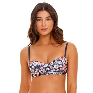 Agua Bendita Lauren Ross Floral Scalloped Underwire Bikini Top Size 3XL NWT